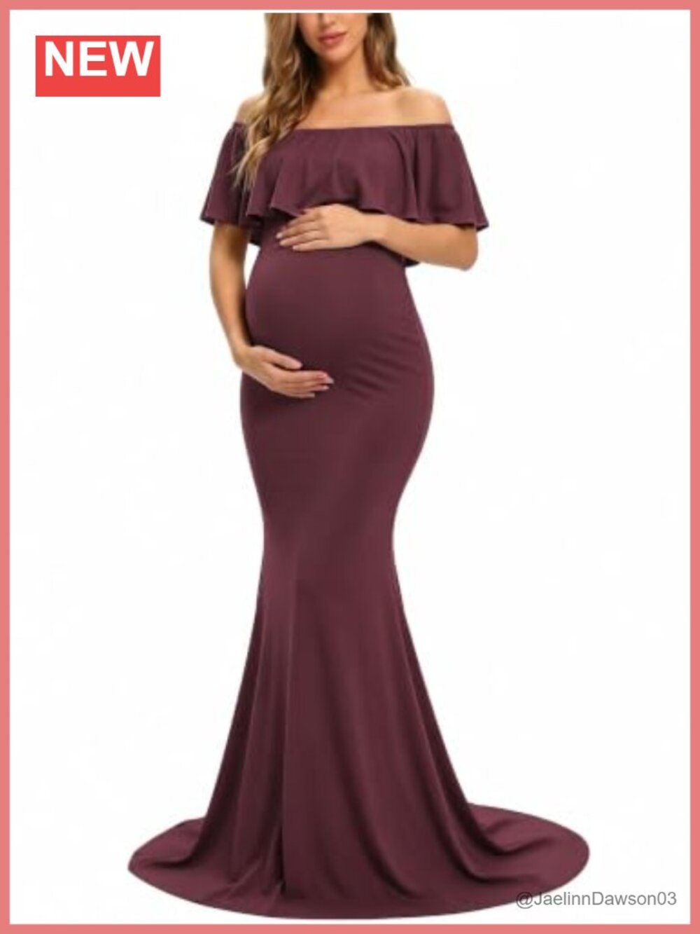 Off Shoulder Maternity Maxi Dress Baby Shower Photoshoot